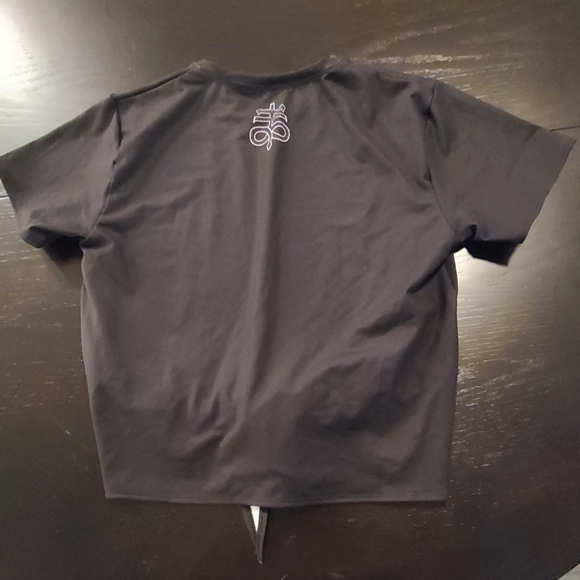 Blackmilk Tie Front Pentagram Skulls Tee, Black White, Small - Picture 2 of 5